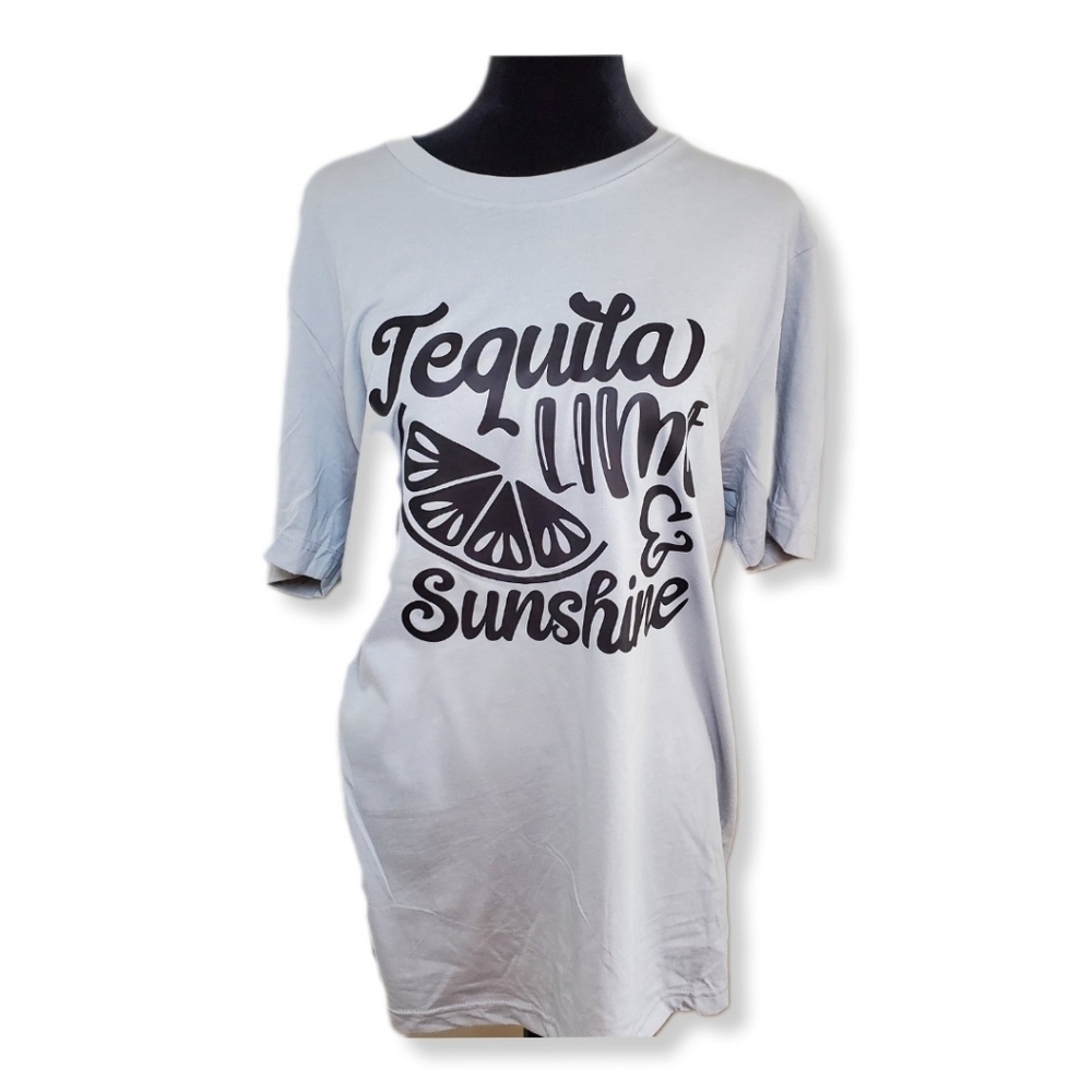 NWOT Tequila Lime & Sunshine Grey Bella + Canvas Short Sleeve T Shirt Sz L